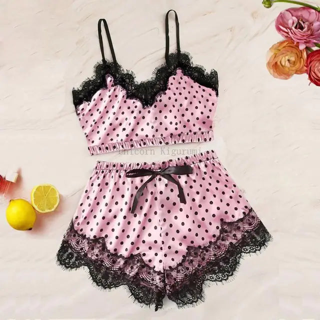 Women's Lace Satin Nightwear Set