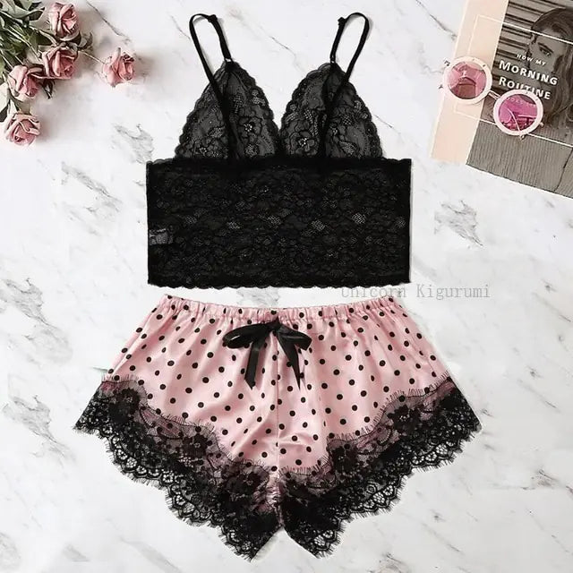 Women's Lace Satin Nightwear Set