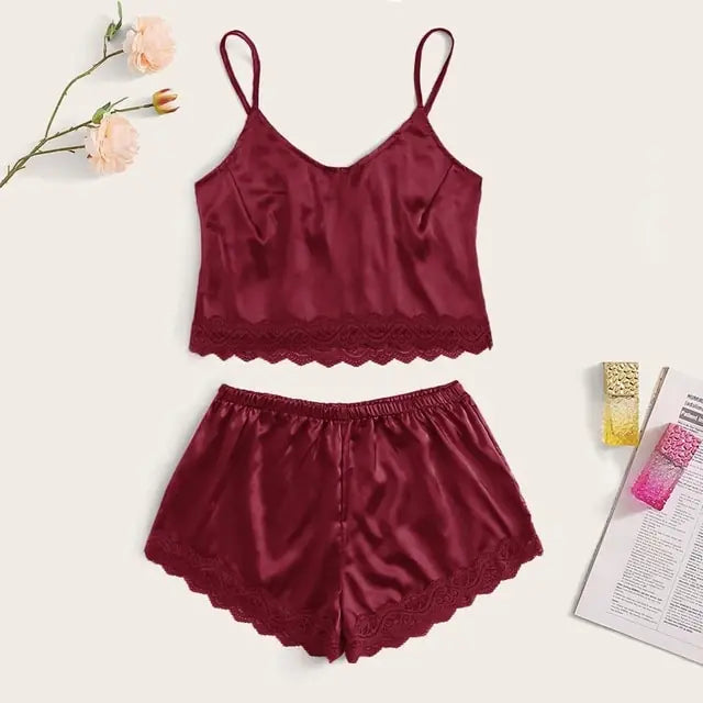 Women's Lace Satin Nightwear Set