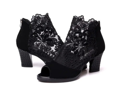 Shoes Lace Mesh High Heels